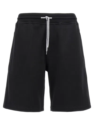 BRUNELLO CUCINELLI BLACK COTTON BLEND BERMUDA SHORTS