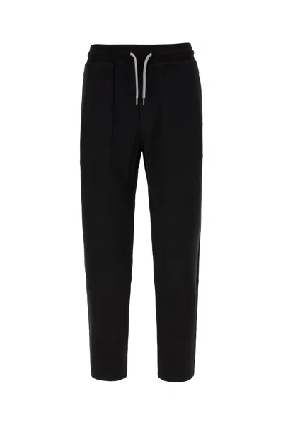 Brunello Cucinelli Black Cotton Blend Joggers In Cobalt Blue
