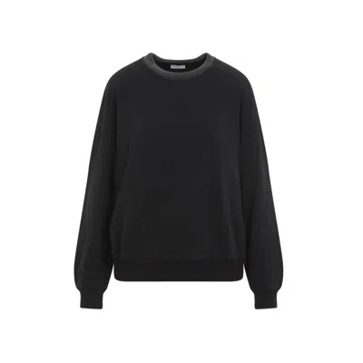 BRUNELLO CUCINELLI BRUNELLO CUCINELLI BLACK COTTON MONILE SWEATSHIRT