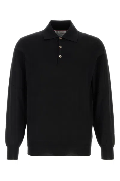 Brunello Cucinelli Black Full Sleeves Polo