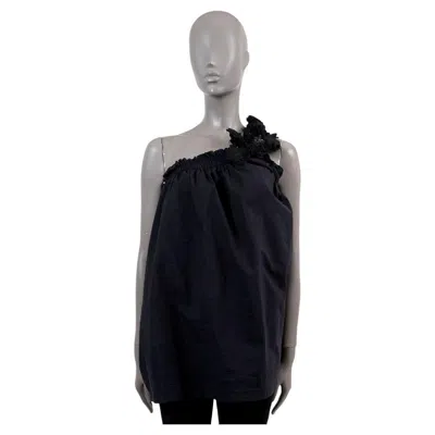 Pre-owned Brunello Cucinelli Black Cotton Sequin Embellished One Shoulder Shirt S
