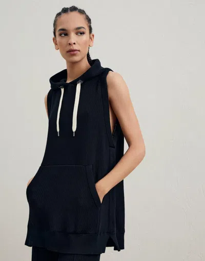 Brunello Cucinelli Black Cotton Sleeveles Sweater In Blue