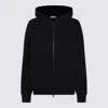 Brunello Cucinelli Women Cotton And Silk Interlock Hooded Topwear With Precious Stripe In Black