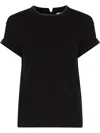 Brunello Cucinelli Short-sleeved T-shirt With Rolled Sleeves And Keyhole Detail In Black