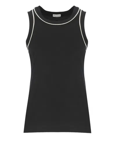 BRUNELLO CUCINELLI BRUNELLO CUCINELLI BLACK COTTON TOP