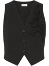 Brunello Cucinelli Herbarium Embroidered Poplin Vest In Black