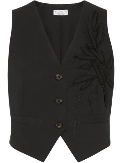 Brunello Cucinelli Black Cotton Vest