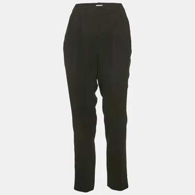 Pre-owned Brunello Cucinelli Black Crepe Trousers L