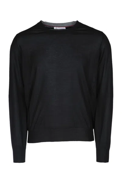 BRUNELLO CUCINELLI BLACK CREW NECK SWEATER