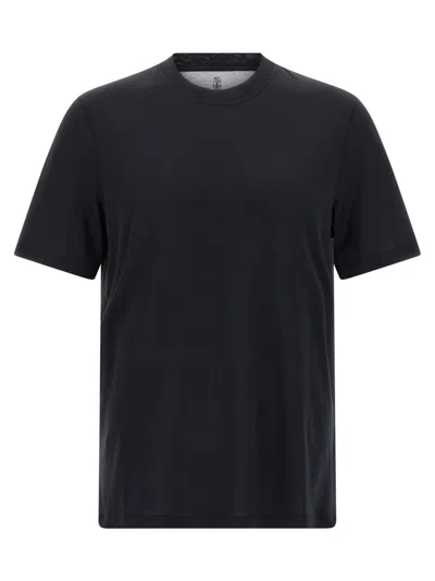 BRUNELLO CUCINELLI BLACK CREWNECK SOLID T-SHIRT