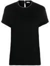 Brunello Cucinelli Short-sleeved T-shirt With Rolled Sleeves And Keyhole Detail In Black