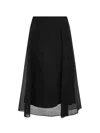 Brunello Cucinelli Sheer Panel A-line Skirt In Black