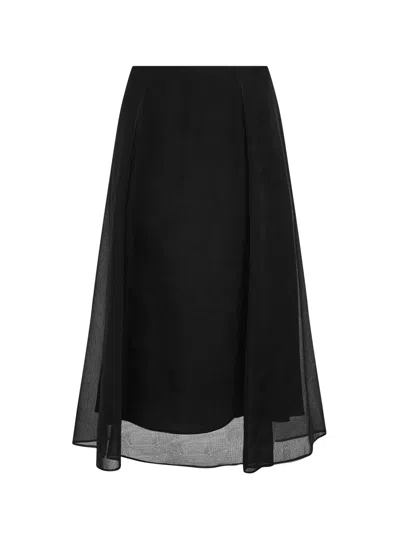 BRUNELLO CUCINELLI BLACK CRISPY SILK CIRCLE SKIRT
