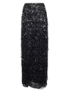 Brunello Cucinelli Black Crispy Silk Column Couture Skirt In Multi