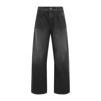 Brunello Cucinelli Black Denim High-rise Wide-leg Jeans