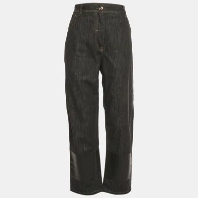 Pre-owned Brunello Cucinelli Black Denim Straight Leg Jeans M/waist 32"
