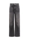 Brunello Cucinelli Black Denim Trouser With Leather Logo Tag In Black