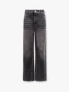 Brunello Cucinelli Black Denim Trouser With Leather Logo Tag