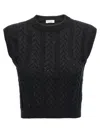 Brunello Cucinelli Black Dazzling Double Cable Knit Vest In Black