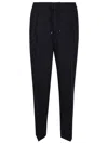 Brunello Cucinelli Men Leisure Fit Trousers In Virgin Wool Flannel With Drawstring And Double Darts In Black
