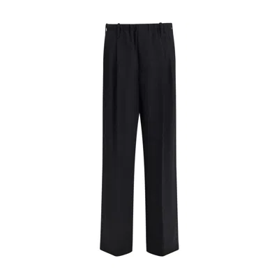Brunello Cucinelli Black Fleece Wool Casual Pants In Blue