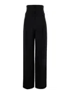 BRUNELLO CUCINELLI BLACK HIGH WAISTED TAILORED TROUSERS IN LINEN BLEND WOMAN