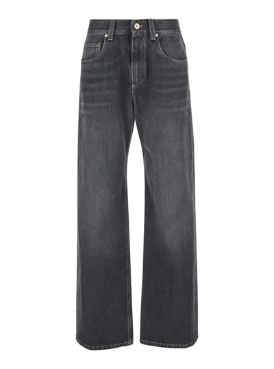 BRUNELLO CUCINELLI BRUNELLO CUCINELLI BLACK JEANS WITH MONIL DETAIL ON THE REAR IN DENIM