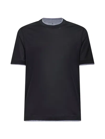 Brunello Cucinelli Black Jersey Faux Layering T-shirt