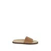 Brunello Cucinelli Black Lamb Ovis Aries Aries Flat Sandals In Brown