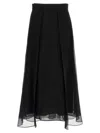Brunello Cucinelli Black Layered Effect Midi Skirt In Black