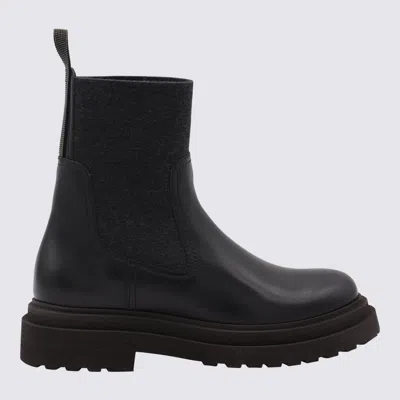 Brunello Cucinelli Black Leather Boots