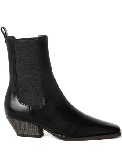 BRUNELLO CUCINELLI BLACK LEATHER BOOTS