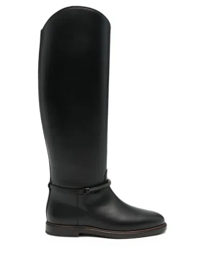 Brunello Cucinelli Black Leather Boots