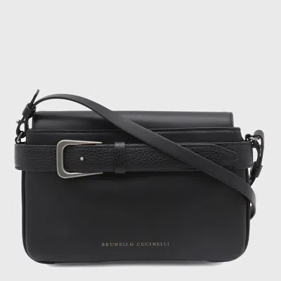 Brunello Cucinelli Black Leather Crossbody Bag
