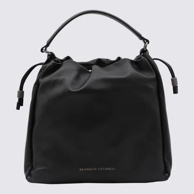 Brunello Cucinelli Black Leather Crossbody Bag In Nero