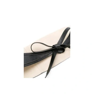 Brunello Cucinelli Black Leather High-waist Women's Belt In Orange