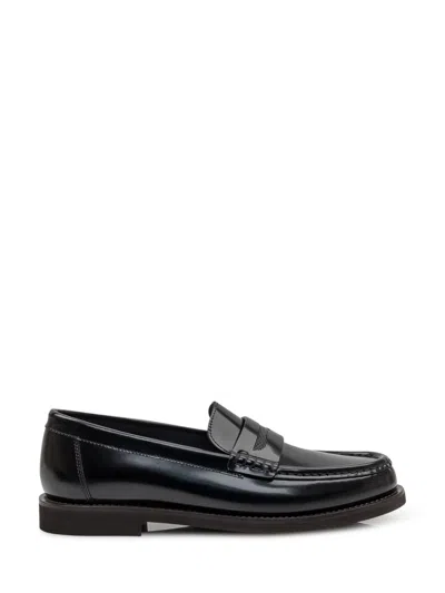 Brunello Cucinelli Black Leather Loafers