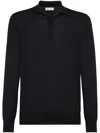 Brunello Cucinelli Knitted Long Sleeves Polo Shirt In Black