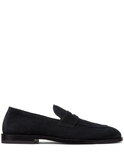 Brunello Cucinelli Black Low-heel Suede Loafers