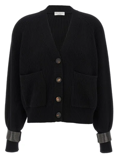 BRUNELLO CUCINELLI BLACK MONILE CUFF CARDIGAN