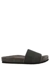 Brunello Cucinelli Textured Strap Slip-on Sandals With Cushioned Footbed In Black