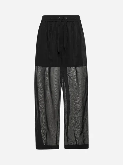 BRUNELLO CUCINELLI BLACK ORGANZA TRACK TROUSERS