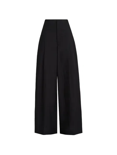 Brunello Cucinelli Pantalone Palazzo In Misto Cotone Nero Donna In Black