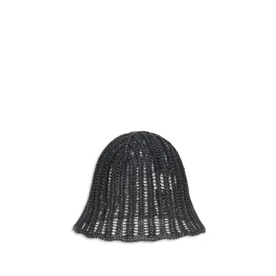 BRUNELLO CUCINELLI BLACK RAFFIA HAT