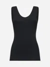 Brunello Cucinelli Black Cotton Tank Top With Monile Insert In Black