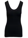 BRUNELLO CUCINELLI BLACK RIBBED TANK TOP WITH MONILE DETAIL IN STRETCH COTTON WOMAN