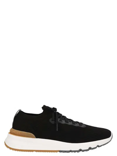 BRUNELLO CUCINELLI BLACK RUNNING SOCK SNEAKERS