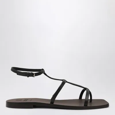 BRUNELLO CUCINELLI BRUNELLO CUCINELLI BLACK SANDALS WITH PRECIOUS STRAP