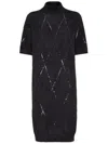 Brunello Cucinelli Black Sequin Mock Neck Dress