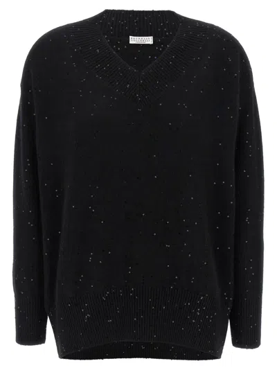 BRUNELLO CUCINELLI BLACK SEQUIN SWEATER